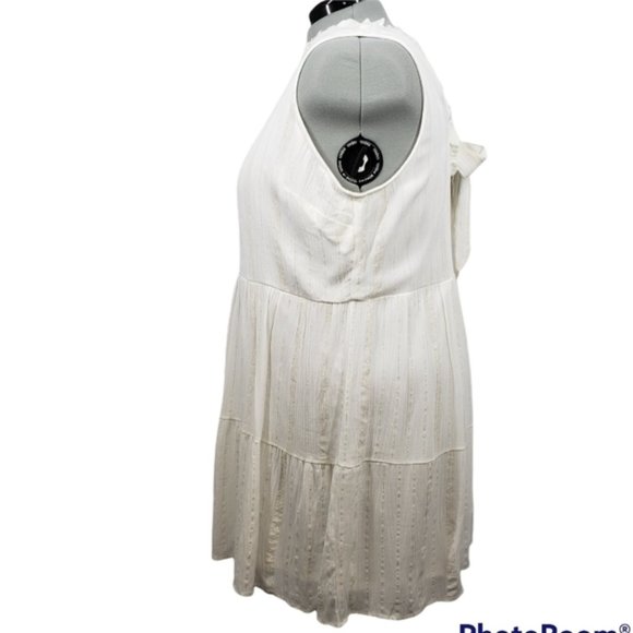 2X Andree by Unit White Sleeveless Dress Summer Tier Metallic Prairie - Picture 10 of 10